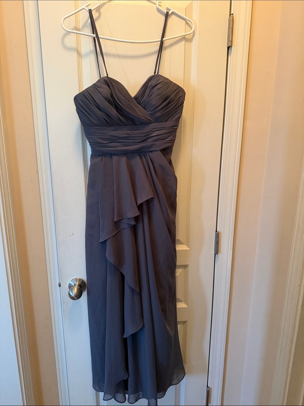 Wtoo Slate Gray Pleated Chiffon Maxi Dress size 2